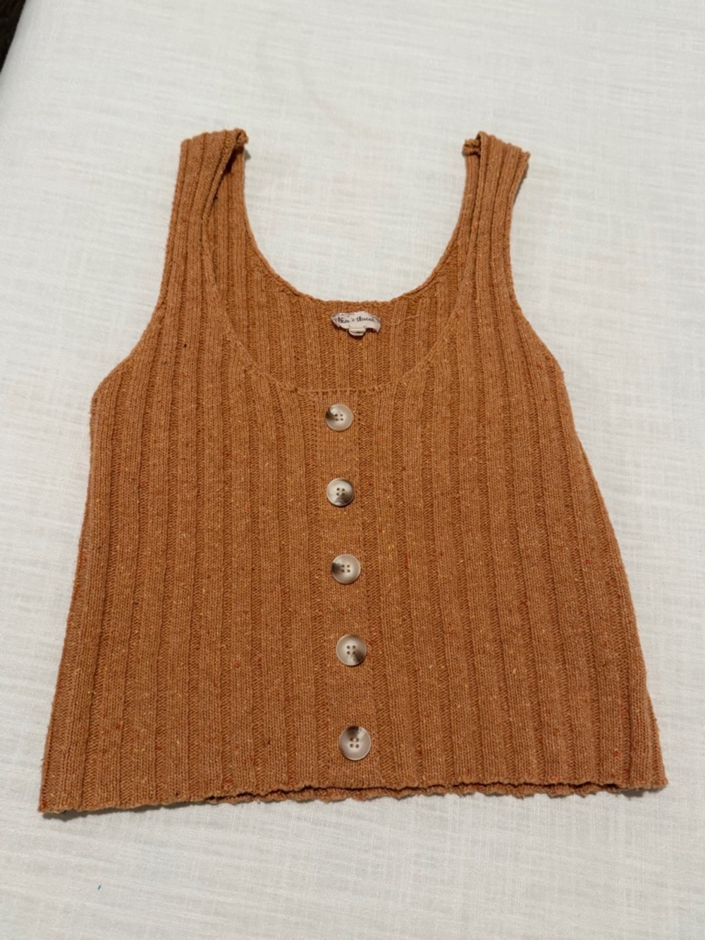 Sweater Button-Front Knit Tank - Rust